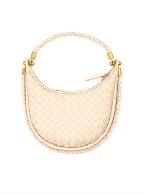 BC Bags Mini Woven Cream Hobo Bag
